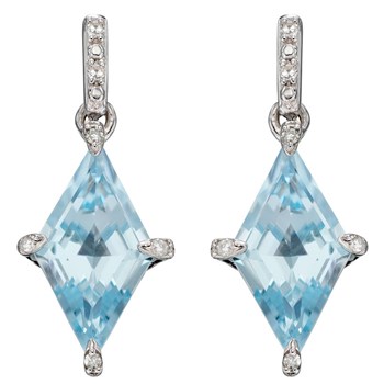 Boucle d'oreille topaze bleue et diamant sur or blanc 375/1000