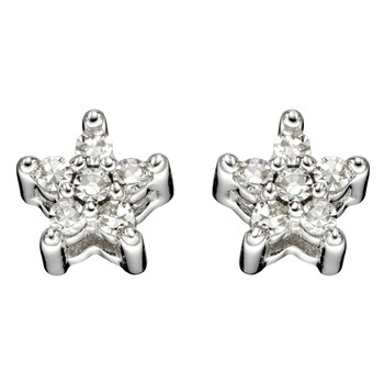Boucle d'oreille étoile diamant en or blanc 375/1000