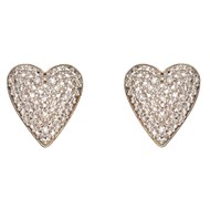 Boucle d'oreille coeur en diamant sur or blanc 375/1000