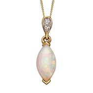 Collier opale et diamant sur or jaune 375/1000