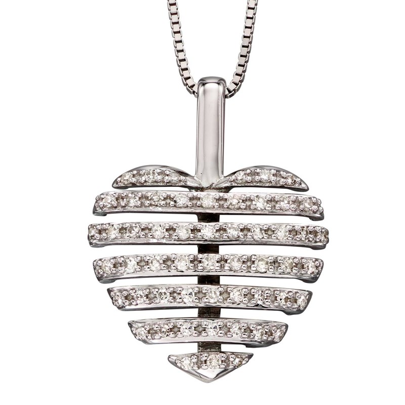 Collier coeur diamant sur or blanc 375/1000