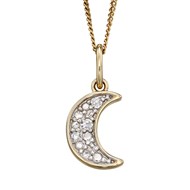 Collier lune diamant sur or jaune 375/1000