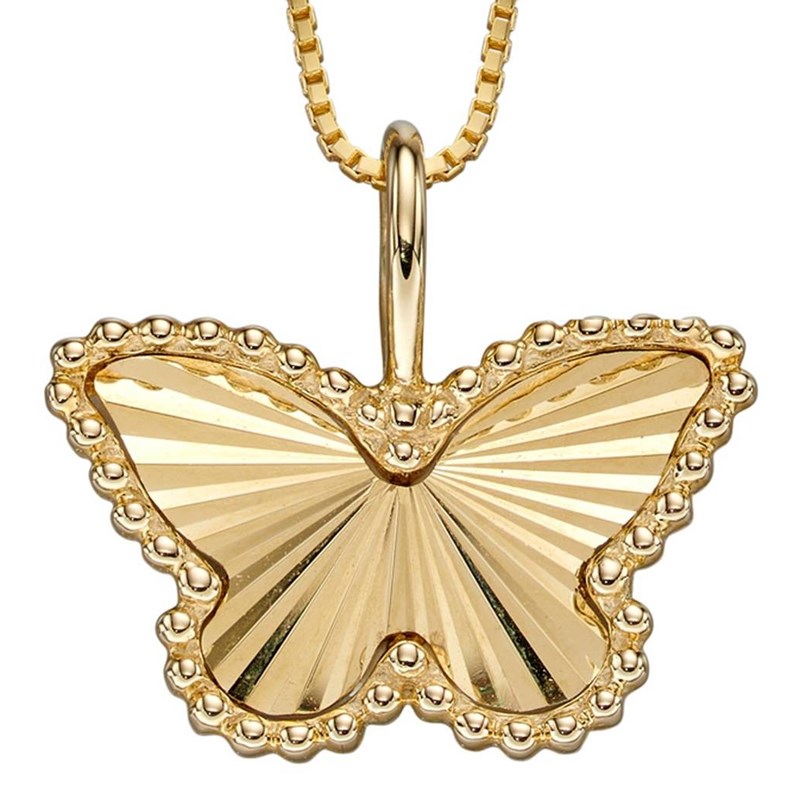Collier papillon sur or jaune 375/1000
