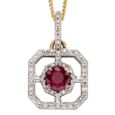 Collier rubis et diamant sur or blanc 375/1000 MON-BIJOU MATY