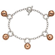 Bracelet grelot plaqué or rose en argent 925/1000