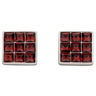 Boucle d'oreille cristal bordeaux en argent 925/1000