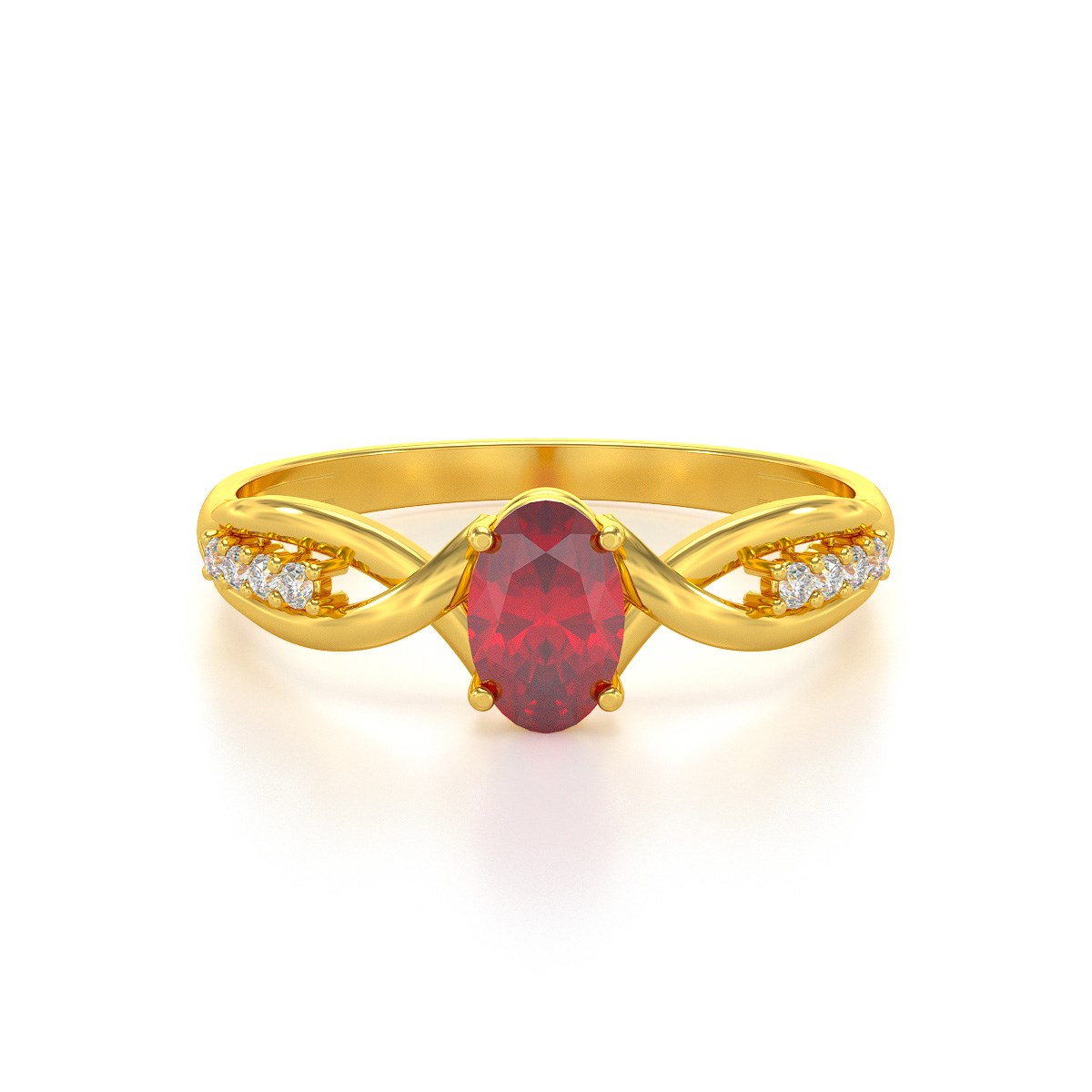 Bague ADEN Or 585 Jaune Rubis et diamants 1.32grs - vue 2