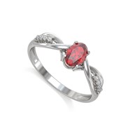 Bague ADEN Or 585 Blanc Rubis et diamants 1.32grs