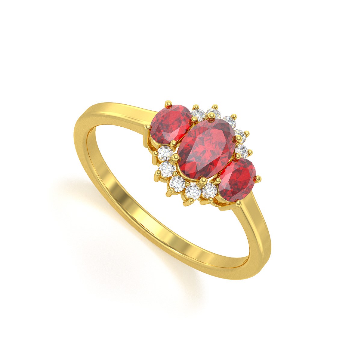 Bague ADEN Or 585 Jaune Rubis et diamants 1.358grs