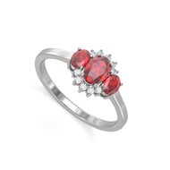 Bague ADEN Or 585 Blanc Rubis et diamants 1.358grs