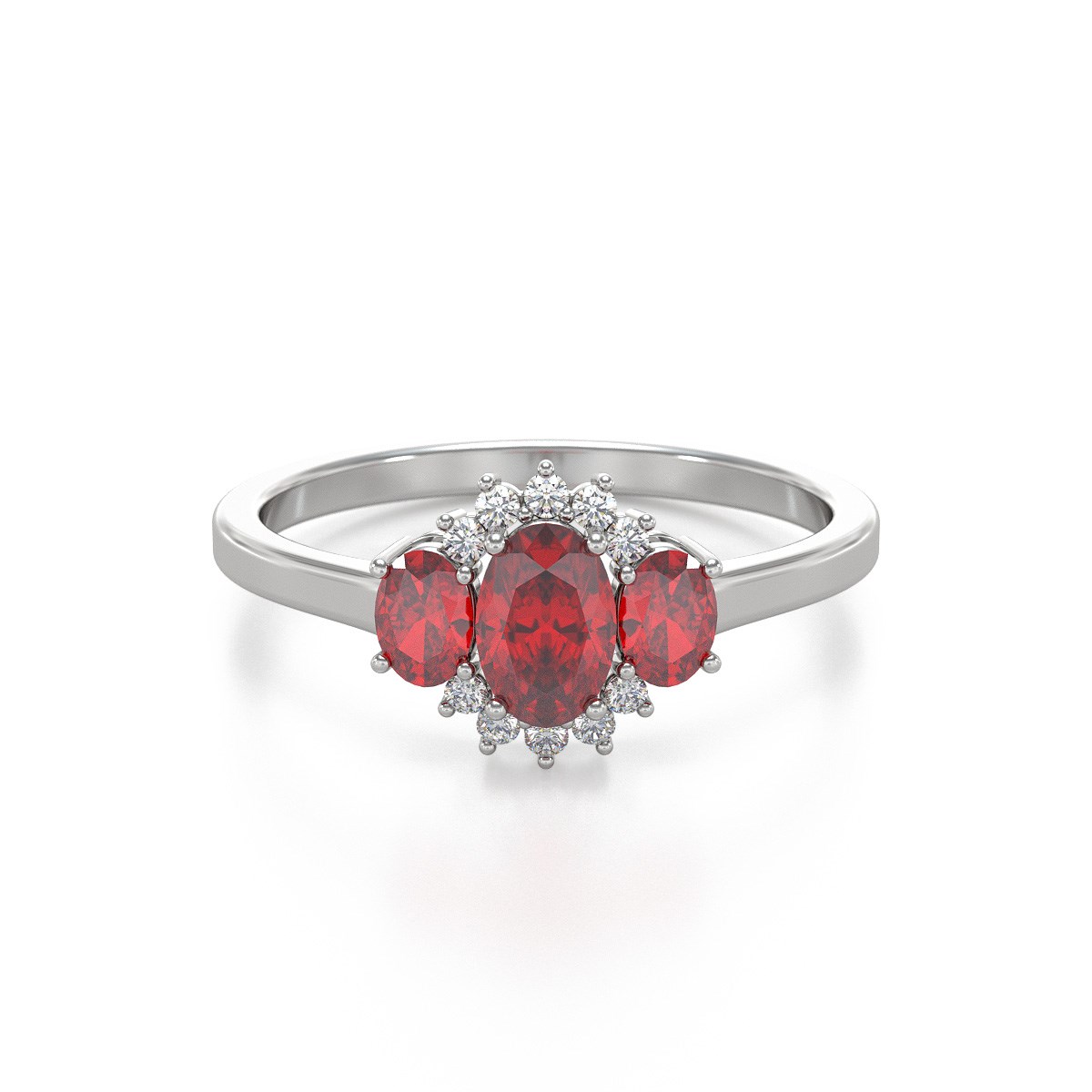 Bague ADEN Or 585 Blanc Rubis et diamants 1.358grs - vue 3