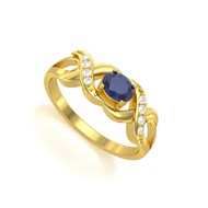 Bague ADEN Or 585 Jaune Saphir et diamants 2.684grs