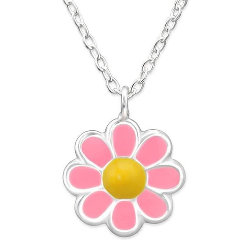 Collier En Argent 925 Avec Pendentif Fleur Cristal Vert - Longueur Réglable 36-39 Cm, Fabriqué Dans L'UE