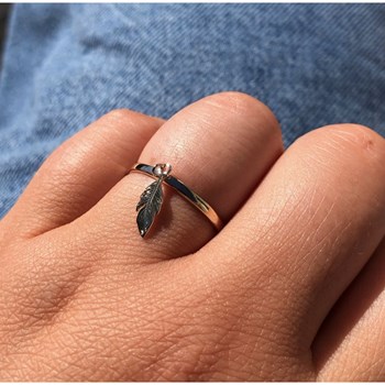 Bague Plaqué Or Breloque Plume