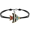 Bracelet Lien Médaille en Laiton Poisson Émaillée Blanche et Noire - Noir - vue V1