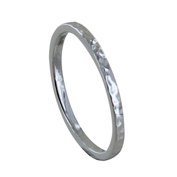 Bague Argent 925 Rhodié Alliance Fine Martelée