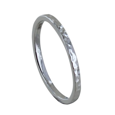 Bague Argent 925 Rhodié Alliance Fine Martelée LES POULETTES MATY