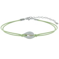 Bracelet Lien Coquillage Cauris - Vert