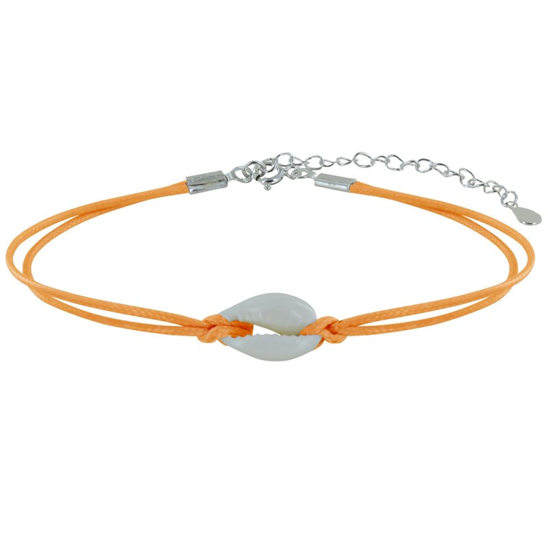 Bracelet Lien Coquillage Cauris - Orange