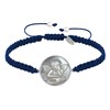 Bracelet Lien Tréssé Médaille Ronde Argent 925 et Nacre Ange Raphaël - Bleu Navy - vue V1