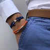 Bracelet Homme Double Tour Cuir Tréssé Rond pour Poignet 19cm - Bleu Navy - vue V3