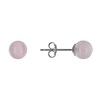 Boucles d'Oreilles Clou Argent Rhodié et Perles de Quartz Rose 6 mm - vue V1