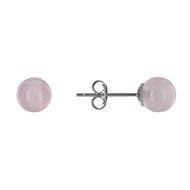Boucles d'Oreilles Clou Argent 925 Rhodié et Perles de Quartz Rose 6 mm