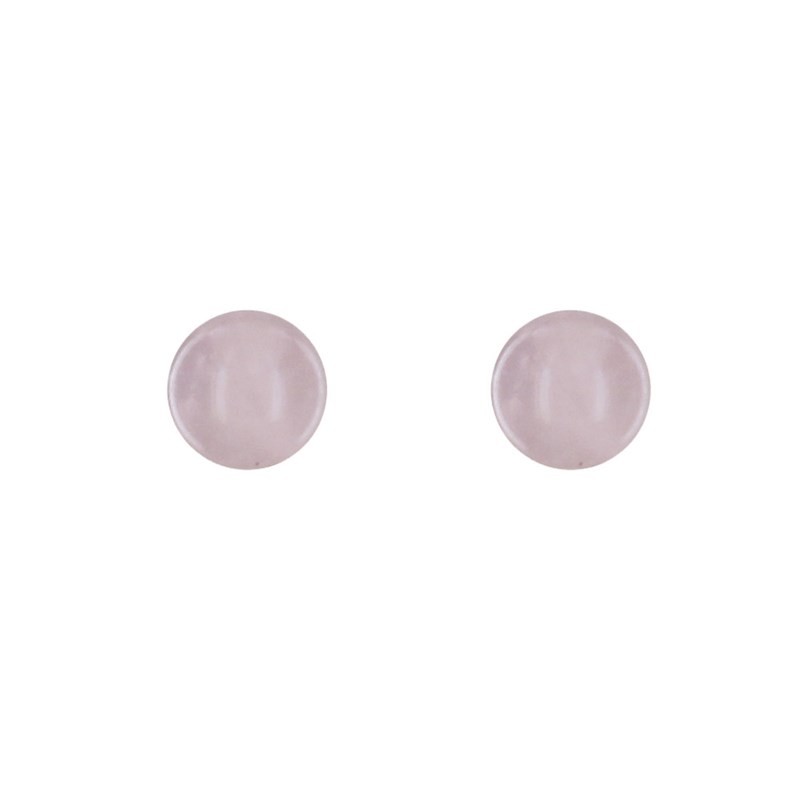 Boucles d'Oreilles Clou Argent Rhodié et Perles de Quartz Rose 6 mm - vue 2