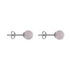 Boucles d'Oreilles Clou Argent Rhodié et Perles de Quartz Rose 6 mm - vue V3