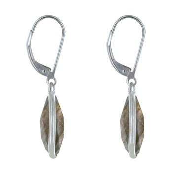 Boucles d'Oreilles Argent 925 Goutte de Labradorite Facettée