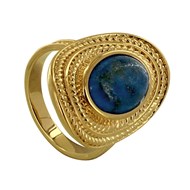 Bague Plaqué Or Ovale Torsadé et sa Pierre de Lapis Lazuli