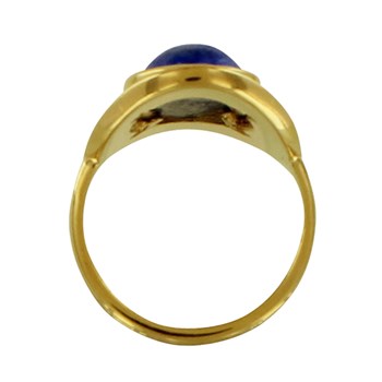 Vergulde ovale gedraaide ring met Lapis Lazuli steen