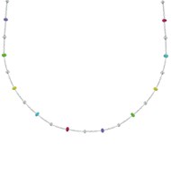 Collier Argent 925 Perles Émaillées Arc En Ciel et Perles Argent 925