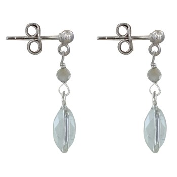 925 Sterling Zilveren Parel en Gefacetteerde Maansteen Pavé Oorbellen