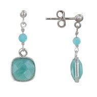 Boucles d'Oreilles Argent 925 Perle et Pavé d'Amazonite Facetté