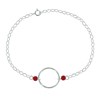 Bracelet Argent 925 Cercle et Deux Perles en Résine - Rouge - vue V1