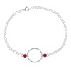 Bracelet Argent Cercle et Deux Perles en Résine - Rouge - vue V1