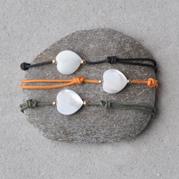 Kleine parelmoer hart armband - klassiek - groen