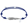 Bracelet Lien Plume Laiton Argenté et Perle Facettée - Bleu Navy - vue V1