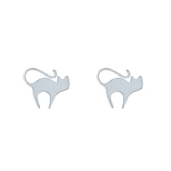 925 Sterling Zilveren Katten Silhouet Oorbellen