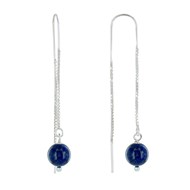 Boucles d'Oreilles Chainette Argent 925 et Perles de Lapis Lazuli