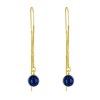Boucles d'Oreilles Chainette Argent Doré et Perles de Lapis Lazuli - vue V2