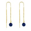 Boucles d'Oreilles Chainette Argent Doré et Perles de Lapis Lazuli - vue V3
