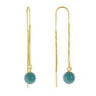 Boucles d'Oreilles Chainette Argent Doré et Perles d'Amazonite