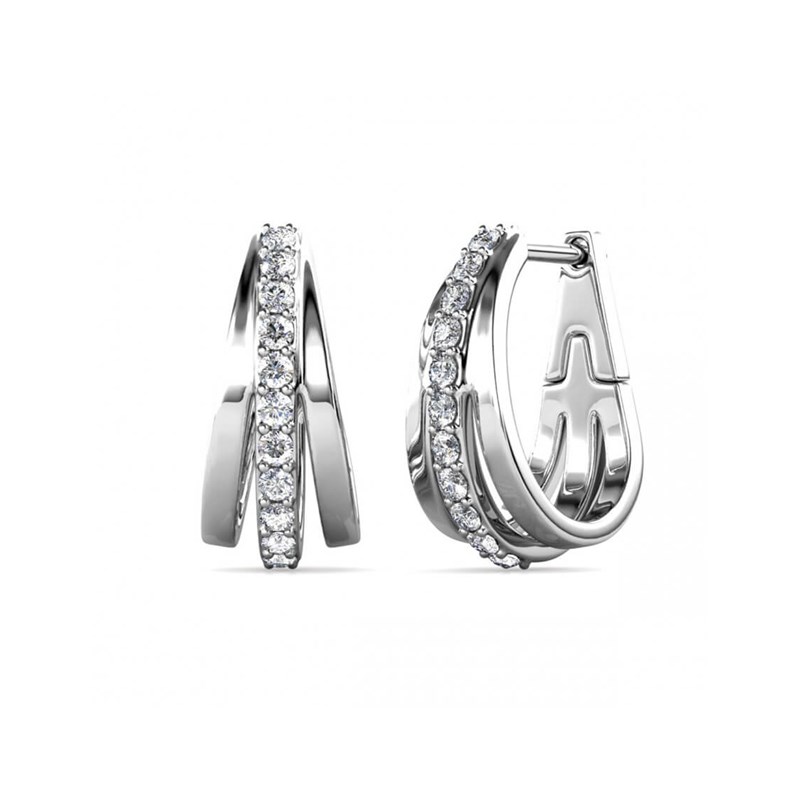 Boucles d'oreilles Aurielle Hoop - Argenté et Cristal