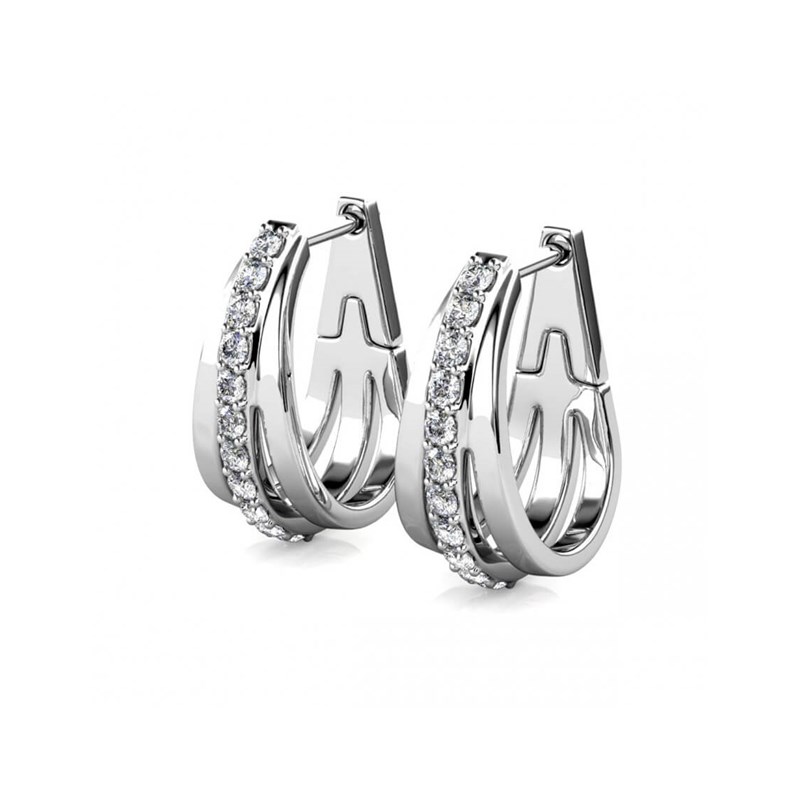 Boucles d'oreilles Aurielle Hoop - Argenté et Cristal - vue 4