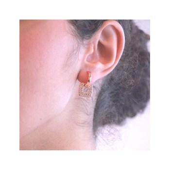 Klassieke vierkante oorbellen - Roségoud en kristal