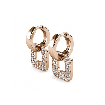 Klassieke vierkante oorbellen - Roségoud en kristal
