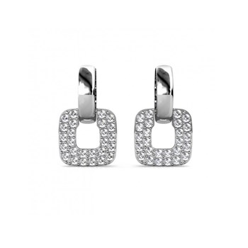 Klassieke vierkante oorbellen - Zilver en kristal