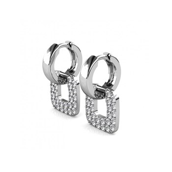 Klassieke vierkante oorbellen - Zilver en kristal